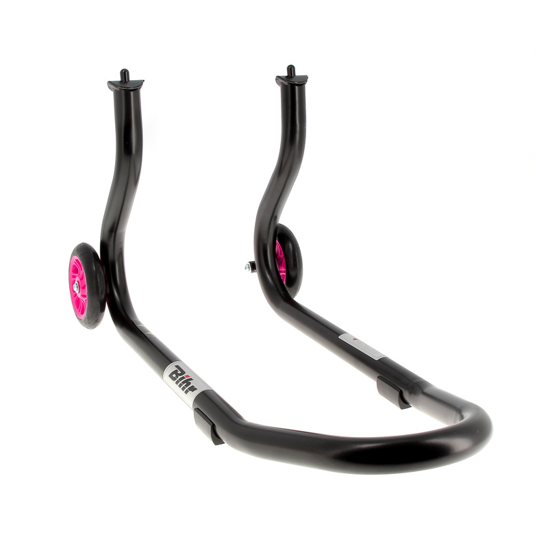 BIHR Home Track Montageständer vorne starr mattschwarz Räder rosa