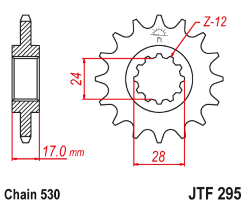 JT SPROCKETS geräuscharmes vorderes Stahlritzel 295 - 525