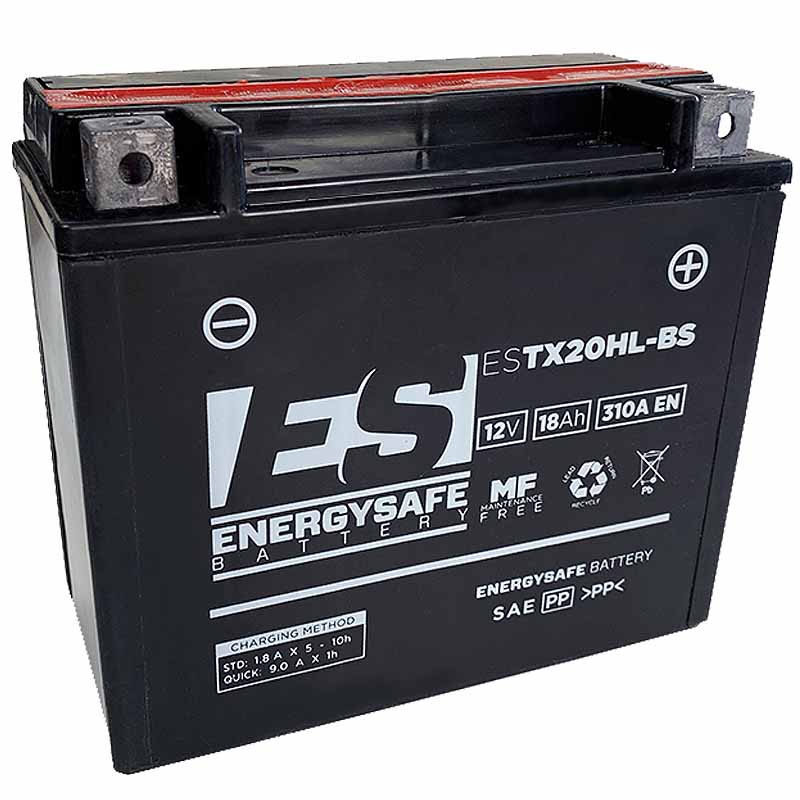 Batterie ENERGYSAFE ESTX20HL-BS (CP) mit Säurepack 12V/18AH (10 Std.) [175x85x155] CCA=310A (2 Jahre Garantie - s. Artikeltext)